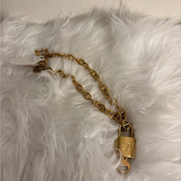 Louis Vuitton Lock & Key w/ Stainless Steel Gold Chain Necklace - Picture 2 of 9